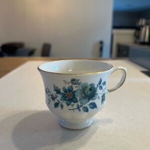 Queen Anne Bone China Floral Teacup with Gold Rim